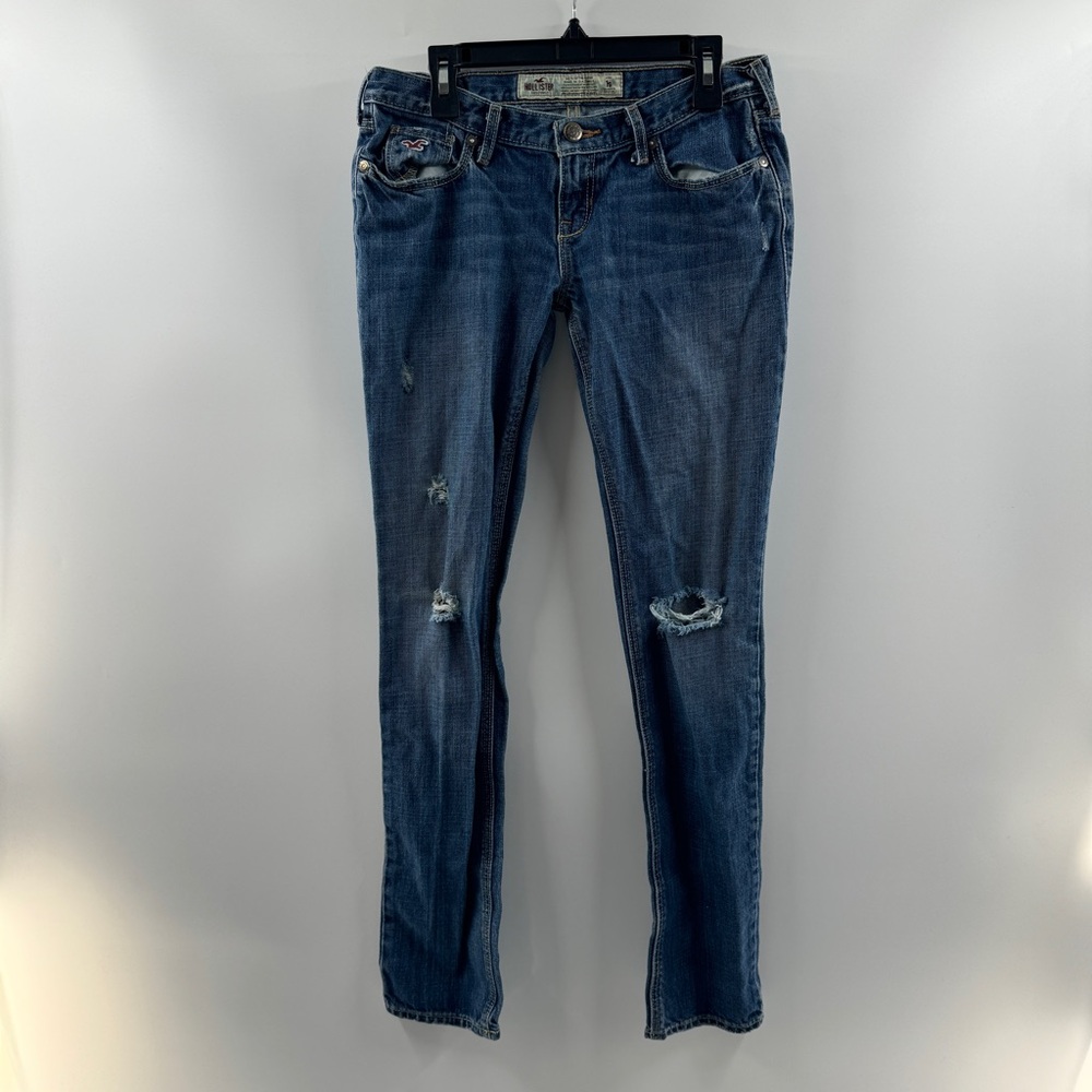 Hollister Y2K Low Rise Jeans Medium Wash 100% Cotton Size 1 Short - Picture 2 of 8
